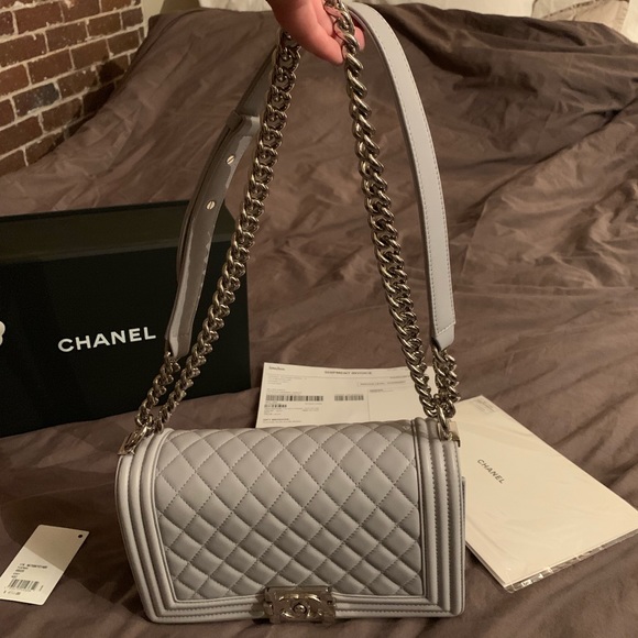 SOLD Chanel Old Medium Lambskin Quilted Boy Bag - Picture 7 of 8